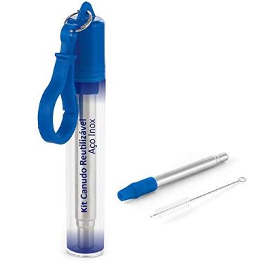 Imagem de Kit Canudo em Inox e Escova de Limpeza TopGet Azul