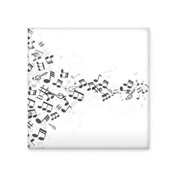 Imagem de Notas musicais torcidas pretas azulejo de cerâmica branco brilhante pedra de parede cozinha banheiro