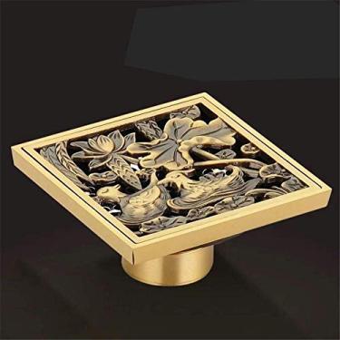 Imagem de Piso Drenagem Quadrado Banheiro Piso Dreno Banheiro Acessor Dreno Bujões Filtro Chuveiro Tampa removível Latão Para Quarto Lavanderia