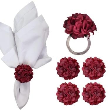 Imagem de Maison Charlô | Kit 4 Porta Guardanapo Mimosa Crisântemo (Bordô)