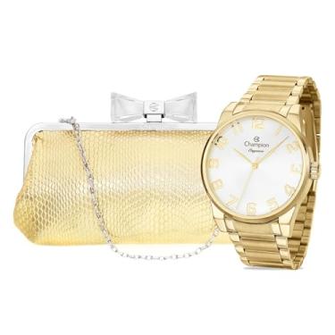 Imagem de Relógio Feminino Champion Dourado Analógico CN27652G + Bolsa Clutch