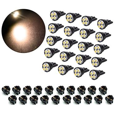 Imagem de PA LED 20 peças T10 168 194 Painel de instrumentos LED Lâmpada de painel de instrumentos 1/2" soquete de trava de torção -12V (branco quente 3000K)