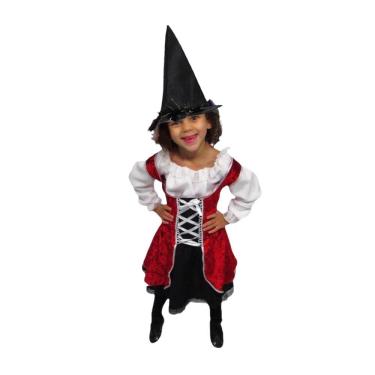 Imagem de Fantasia Halloween Bruxinha Bebê Menina Vestido de Bruxa Feiticeira Luxo Infantil Carnaval