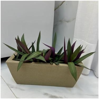 Imagem de VASO POLIETILENO JARDINEIRA DECORATIVO P/PLANTAS/JARDINS/ESCRITÓRIOS TEXTURA GRAFIATO (BEGE)