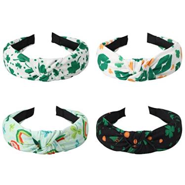 Imagem de Budsmile Bandanas para o Dia de São Patrício para mulheres meninas adolescentes verde trevo chapéu de duende faixas de cabelo arco-íris lábios elásticos faixa de cabeça para festa de ioga