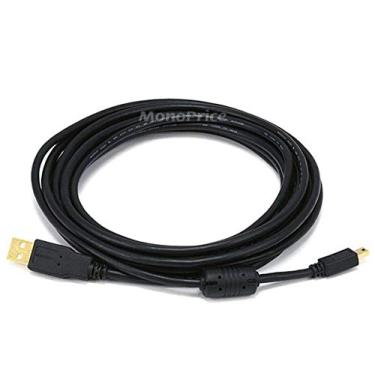 Imagem de Monoprice Cabo USB 2.0 Tipo-A Macho para Mini Tipo-B 5 pinos macho - com núcleo de ferrite, banhado a ouro, 28/24AWG, 4,5 m, preto