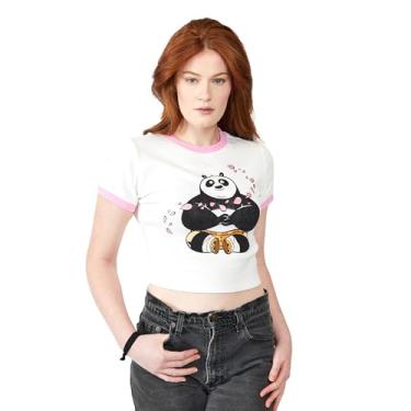 Imagem de Bioworld Kung Fu Panda Po Pétalas Flor Gola Redonda Manga Curta Branca Camiseta Bebê Feminina, Branco, XXG