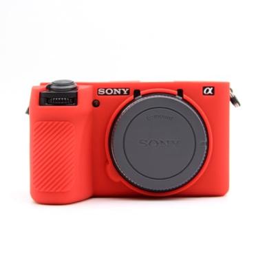 Imagem de MUZIRI KINOKOO Capa de silicone para Sony A6700, capa protetora macia para câmara digital Sony A6700/Alpah 6700, capa de silicone anti-riscos Slim Fit A6700, superfície lisa vermelha