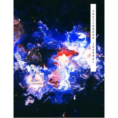 Imagem de Caderno e diário de estética. Impressão de mármore de galáxia perfeita como diário de viagem, diário, rabisco, esboço e notas: 100 páginas em branco / 21 x 28 centímetros