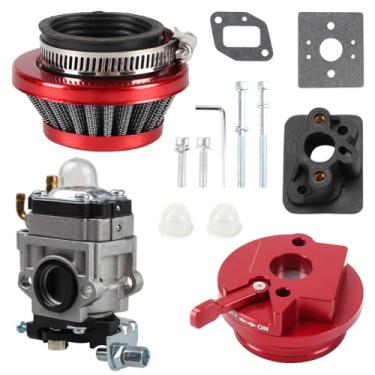 Imagem de Cylemoto Kit de atualização de carburador de 15 mm, 40-5 carburadores com conjunto de filtro de ar, compatível com scooter quadriciclo quadriciclo vermelho 2 tempos 43cc 47cc 49cc
