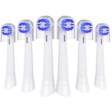 Imagem de Cabeças de escova de dentes de substituição compatíveis com escovas de dentes Oral-B - Cabeças de escova elétricas compatíveis com as séries io 3/4/5/6/7/8/9/10, cerdas médias, pacote com 6, branco