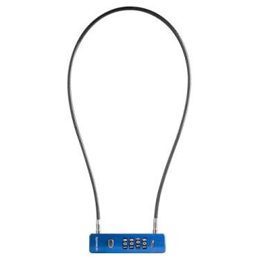 Imagem de UP Security Trava de cabo longo com trava de combinação, travas em U de segurança antifurto para motocicletas, barcos, bicicletas e scooters, com estrutura de metal durável e cabo de aço (azul, cabo