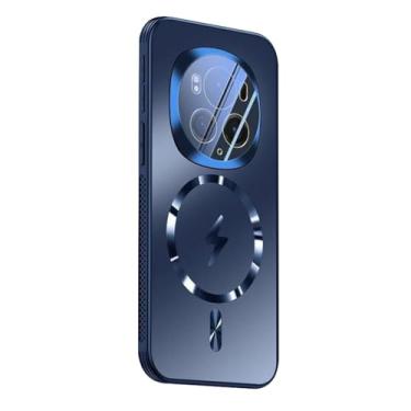 Imagem de POYUFRG Capa magnética para Honor Magic 6Pro/6, capa de carregamento sem fio, proteção total para lentes de policarbonato antiarranhões, capa fina, azul, 6