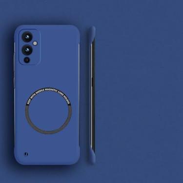Imagem de Capa de telefone magnética sem moldura de PC rígido para Oneplus 10 Pro 9R 9RT 10R 10T 11 9 8T 7T 8 7 Pro capa fina fosca, azul escuro, para 7T