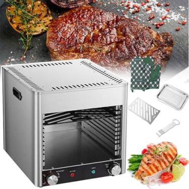 Imagem de Frango comercial elétrico de 1450 °F, 10 slots para grelhar, tempo e temperatura ajustáveis, temperatura máxima de 800 ℃, adequado para cozinha interna, com bandejas de cozimento e luvas à prova