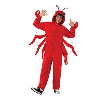 Imagem de Rubies Macacão unissex adulto confortável de usar uma peça com capuz, lagosta, grande/GG EUA, Lagosta, G-GG