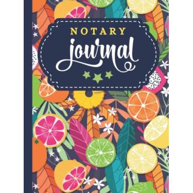 Imagem de Hardcover Notary Journal: 8.5x11 Large Notarial Logbook/With 200 Numbered Pages - Two Record Logs Per Page / 400 Records/Ledger Book Gift For Signing Agents/Colorful Tropical Fruit Art Pattern