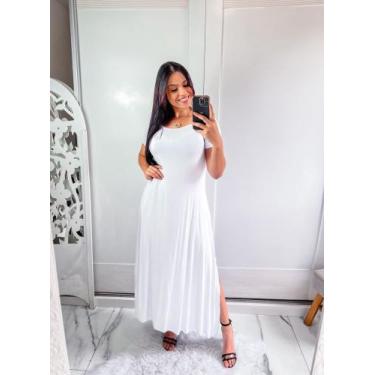 Imagem de Vestido gola canoa com bolso e fenda lateral - MOLEKA, Branco, GG