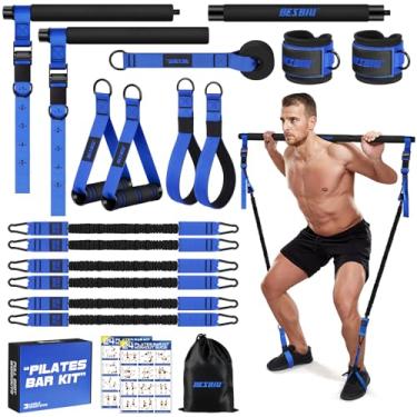 Imagem de Kit de barra de pilates com faixas de resistência para malhar, faixas de resistência pe...