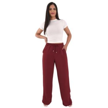 Imagem de Calça Pantalona Wid Leg Feminina Alfaiataria - Lori Modas, Marsala, G
