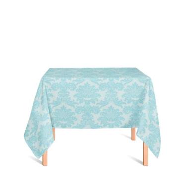 Imagem de Toalha de Mesa Quadrada em Tecido Jacquard Azul e Prata Frozen Medalhã