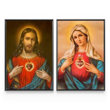 Imagem de Quadro Para Sala Religioso Sagrado Coração De Jesus e Sagrado Coração 