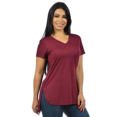 Imagem de Mullet Gola V Blusa Feminina Blusinha Tapa Bumbum - Vesttuario, Vinho,