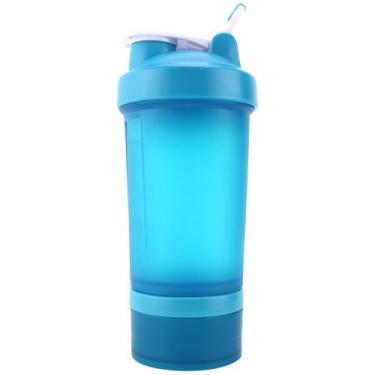 Imagem de Coqueteleira Shakeira Squeeze com Esfera Academia 550ml - Weeze, Azul