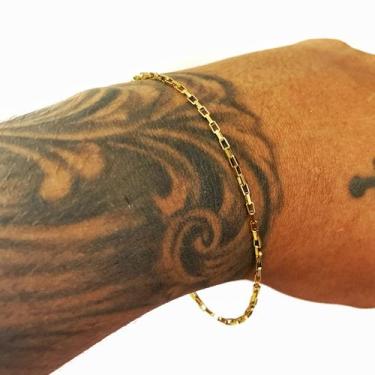 Imagem de Pulseira Masculina Tijolinho Fino Bracelete Banhada Ouro - Azmar SemiJ