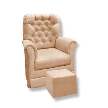 Imagem de Poltrona Amamentação Balanço + Puff Agatha Linho Bege - Mima Mamãe