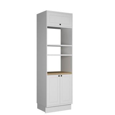 Imagem de Torre Quente 3 Portas 2 Nichos Para Forno Sevilha Branco Ártico / Carvalho Marrom