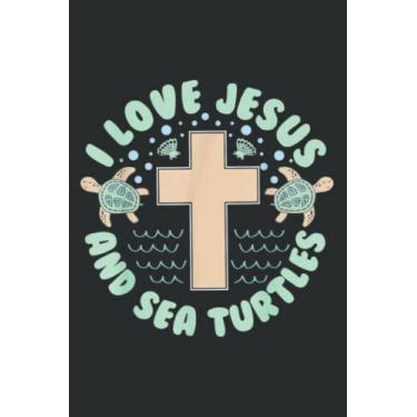 Imagem de I Love Jesus Sea Turtles Christian Faith Cross Beach Gift: My Prayer Map Journal 6" x 9", 120 Pages for Writing & Notes, for Girls and Women, Memo Diary Subject Notebooks Planner.
