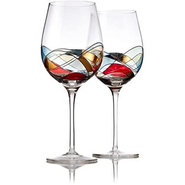Imagem de Bezrat Taças de vinho pintadas à mão - Conjunto de 2 - Presente de vinho feminino - Copo para amantes de vinho - Lindas ideias de presentes de vidro para mulheres inspiradas no Dia das Mães "Duomo di
