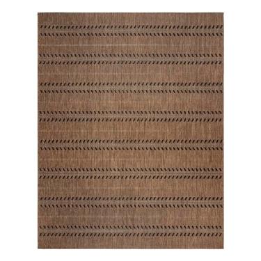 Imagem de Gertmenian Tapete clássico para ambientes internos e externos, tapete resistente a manchas e UV, deck, pátio, piscina e mudroom, corredor 5 x 15 cm, boêmio, listrado Havana/preto, 28007