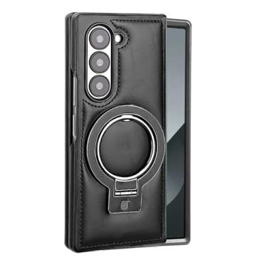 Imagem de Suporte de anel magnético para Samsung Galaxy Z Fold 6 5 4 3 Fold6 Fold5 Fold4 Fold3 Capa de telefone à prova de choque com suporte, capa protetora, preta, para Galaxy Z Fold 6