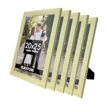Imagem de Kit 5 Porta Retrato 20x25 Com Vidro Quadro Gravata Imagem Decoração Aparador (Carvalho)