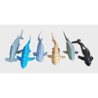 Imagem de Brinquedo de Borracha Oceano com 6 pçs, Baleia Tubarão e outros.