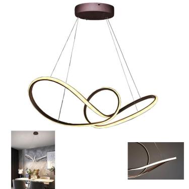 Imagem de Lustre Pendente Arco Infinito 3 Em 1 Aneis Led 49w Luminaria Luxo Teto Sala De Jantar