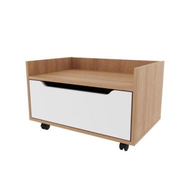 Imagem de Balcão Gabinete 60cm com 1 Gavetas e Rodízio BN3647 Amêndoa/Branco - T