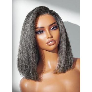 Imagem de Peruca LUVME HAIR Grey Salt & Pepper Bob 30 cm pré-cortada sem cola