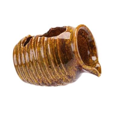 Imagem de Gralara Jarra de fonte de cerâmica, cachoeira paisagista de jarra de barro de água, jarra de cascata circulante para cargo, Amarelo