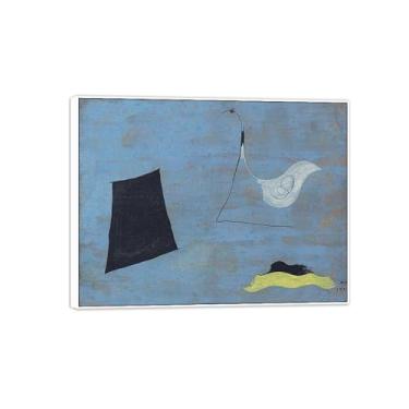 Imagem de MUHJDYC Joan Miró Imagem de arte de parede em tela - reprodução de impressões de arte famosas abstratas - pinturas com moldura branca para decoração de sala de estar (pintura 4) 20 x 25 cm - 8 x 10