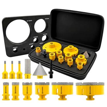 Imagem de HIGHDRIL Kit De Serra Copo De Diamante - Brocas De 6/6/8/20/25/35/50/75/100 Mm, Broca De Dedo De 20 Mm, Broca De Chanfro De 50 Mm, Adaptador Sds Plus, Conjunto De Brocas De Núcleo De Diamante De 12