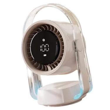 Imagem de IEUDNS Air Cool Fan Desk Fan Fan de 100 engrenagens comprimido ou timer pendurado silencioso com alta velocidade recarregável para caminhadas domicílios do, Bege