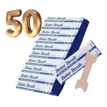Imagem de Better Breath Tiras Nasais, Dilatador Nasal, Pacote com 50 Unidades Respire Melhor (Tam. Grande: 66x19MM)