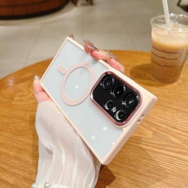 Imagem de Capas magnéticas de anel de metal com lentes de luxo para Samsung S25 S24 S23 S22 Ultra Plus S21 S20 FE à prova de choque HD capa transparente, roxo escuro, para Samsung S25Plus