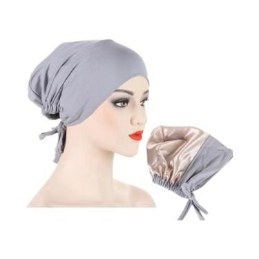 Imagem de Boné Hijab Feminino de Cetim Modal - Dupla Camada, Turbante e Cachecol