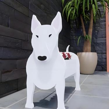 Imagem de Vaso em forma de cachorro Bull Terrier | Vasos fofos de suculentas e flores com orifícios de drenagem | Ideal para decoração interna, externa e de jardim | para amantes de animais de