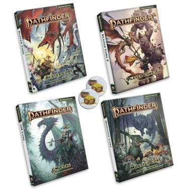 Imagem de Pathfinder 2E Remastered Softcover Bundle Player Core 1 and 2, GM Core, Monster Core with Exclusive Buttons