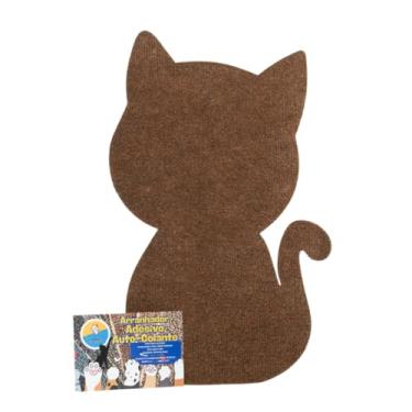 Imagem de Arranhador Adesivo Gato em Carpete Premium - Protetor de Móveis e Parede(1,Marrom)